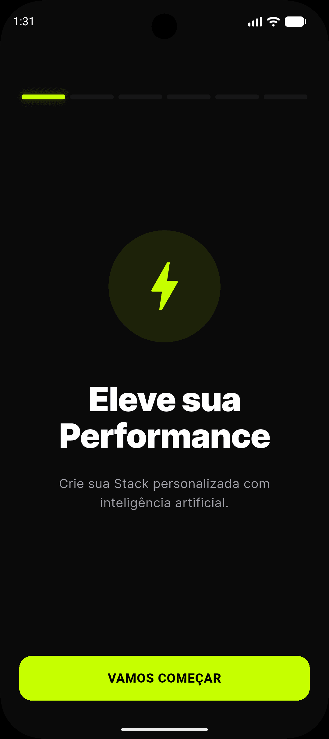 Tela inicial da Stack